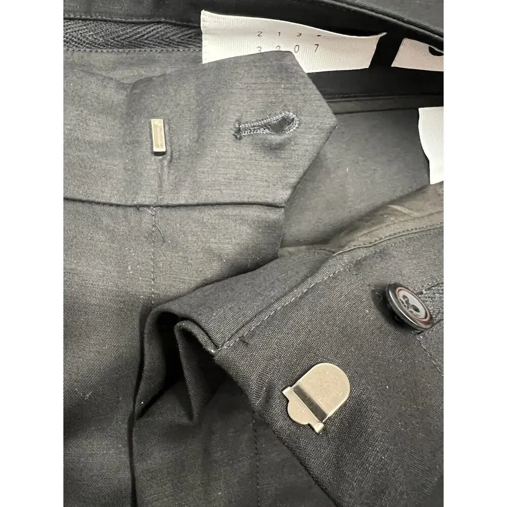 CH. Chapter 2139 3207 Size 28 Wide Leg Button Fly Raw Hem Black Pants V-Vent Leg